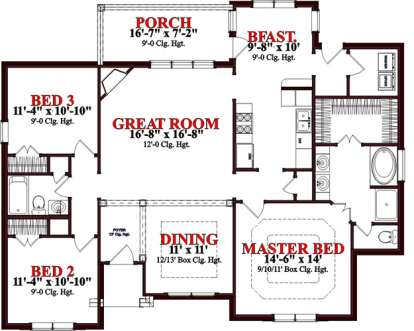 Floorplan1 for House Plan #1070-00227