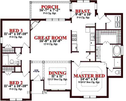 Floorplan 1 for House Plan #1070-00227