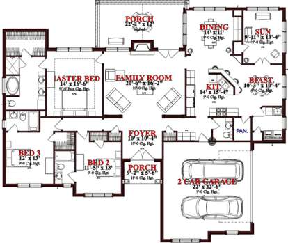 Floorplan 1 for House Plan #1070-00229