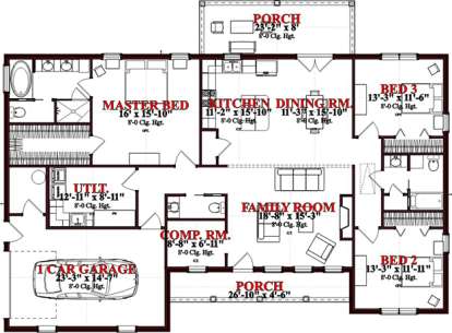 Floorplan 1 for House Plan #1070-00233