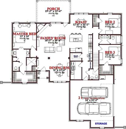 Floorplan 1 for House Plan #1070-00238