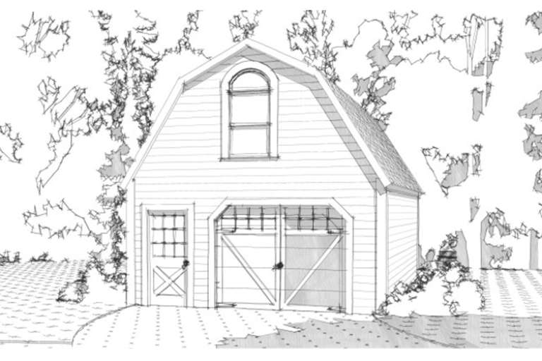 One Car Barn Pattern Barn 1 Car Garage Plan - 672 Square Feet | Floor Plan #1070-00261 ...