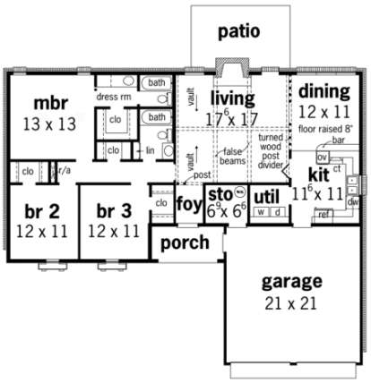 Floorplan 1 for House Plan #048-00044