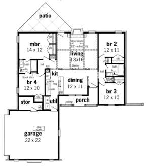 Floorplan 1 for House Plan #048-00051