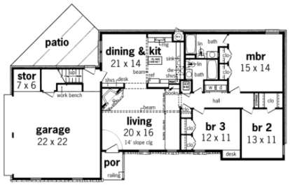 Floorplan 1 for House Plan #048-00052
