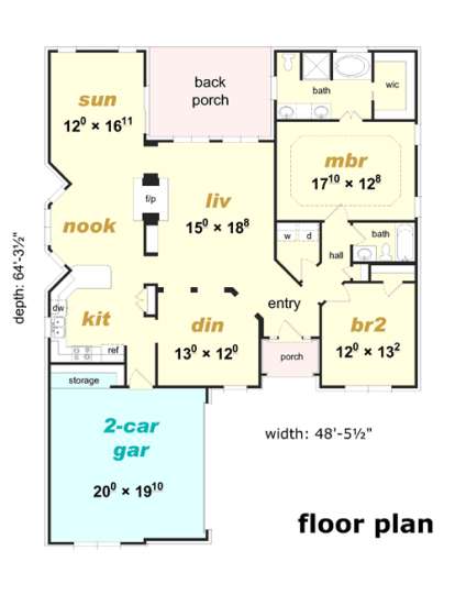 Floorplan 1 for House Plan #3367-00001