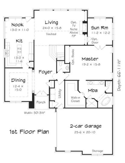 Floorplan 1 for House Plan #3367-00003
