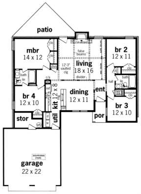 Floorplan 1 for House Plan #048-00055