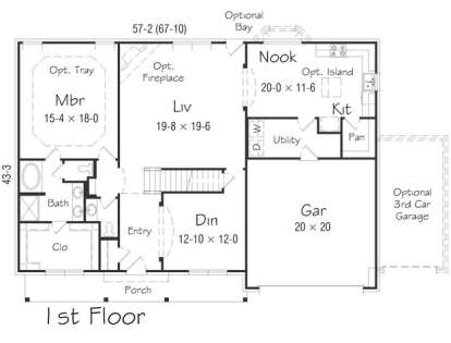 Floorplan 1 for House Plan #3367-00006