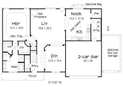 Floorplan 1 for House Plan #3367-00008