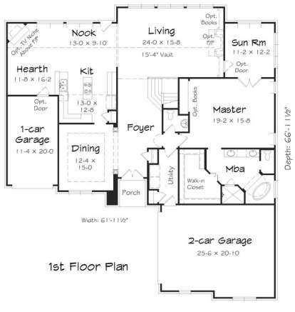 Floorplan 1 for House Plan #3367-00009