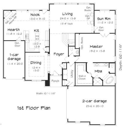 Floorplan 1 for House Plan #3367-00010