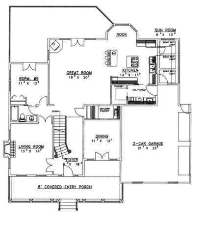First Floor for House Plan #039-00285