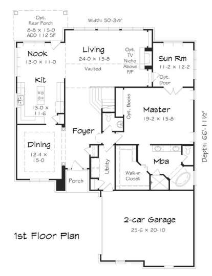 Floorplan 1 for House Plan #3367-00014