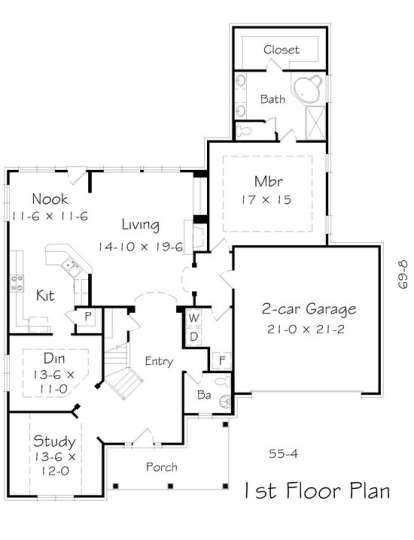 Floorplan 1 for House Plan #3367-00015