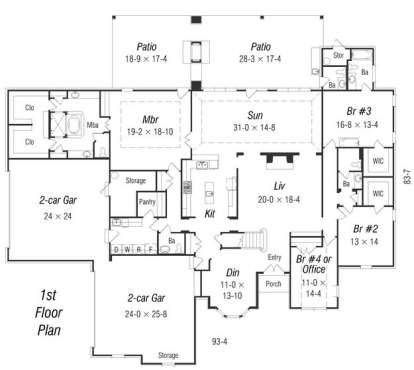 Floorplan 1 for House Plan #3367-00017