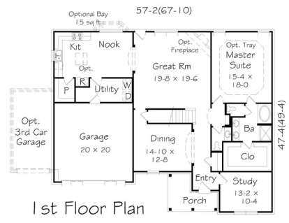 Floorplan 1 for House Plan #3367-00018