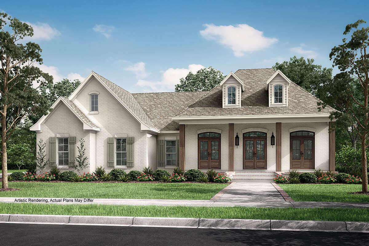 French Country Plan: 1,500 Square Feet, 3 Bedrooms, 2 Bathrooms ...