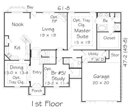 Floorplan 1 for House Plan #3367-00020
