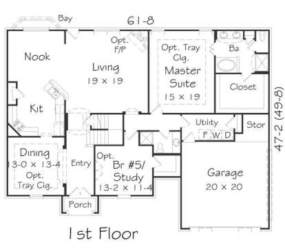 Floorplan 1 for House Plan #3367-00021