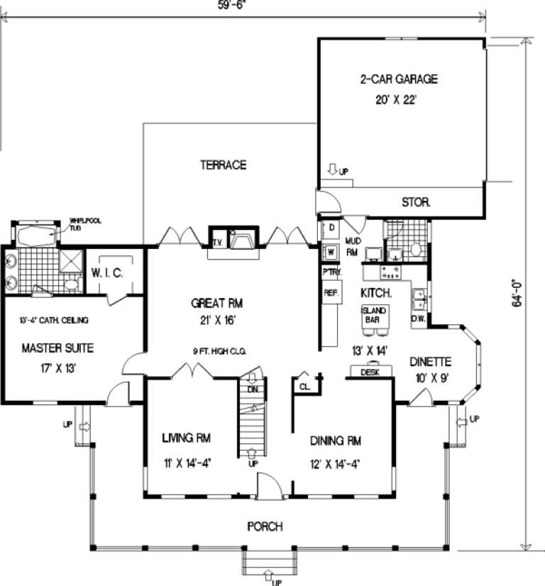 Farmhouse Plan: 2,317 Square Feet, 5 Bedrooms, 2.5 Bathrooms - 033-00014