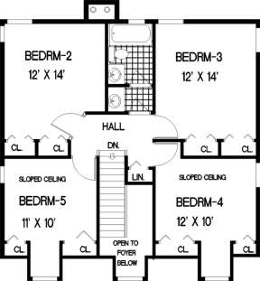 Upper FLoor for House Plan #033-00014