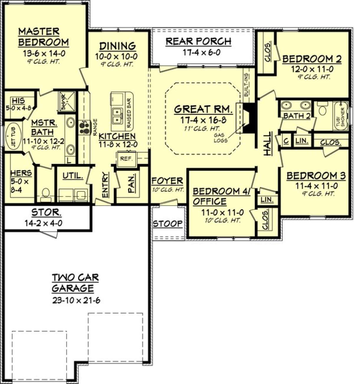 Ranch Plan 1750 Square Feet 4 Bedrooms 2 Bathrooms 041 00067