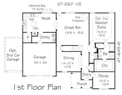 Floorplan 1 for House Plan #3367-00028