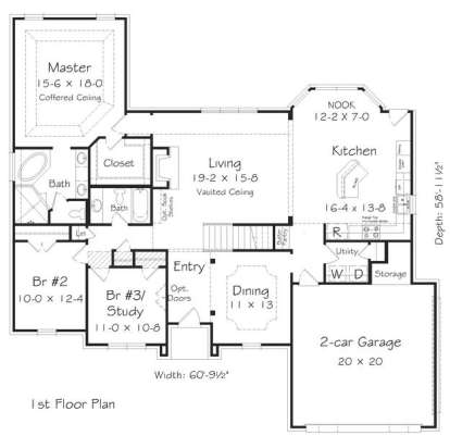 Floorplan 1 for House Plan #3367-00035