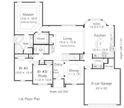 Floorplan 1 for House Plan #3367-00036