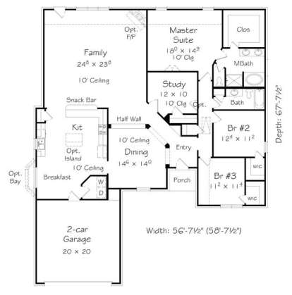 Floorplan 1 for House Plan #3367-00037