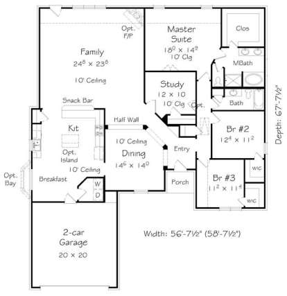 Floorplan 1 for House Plan #3367-00038