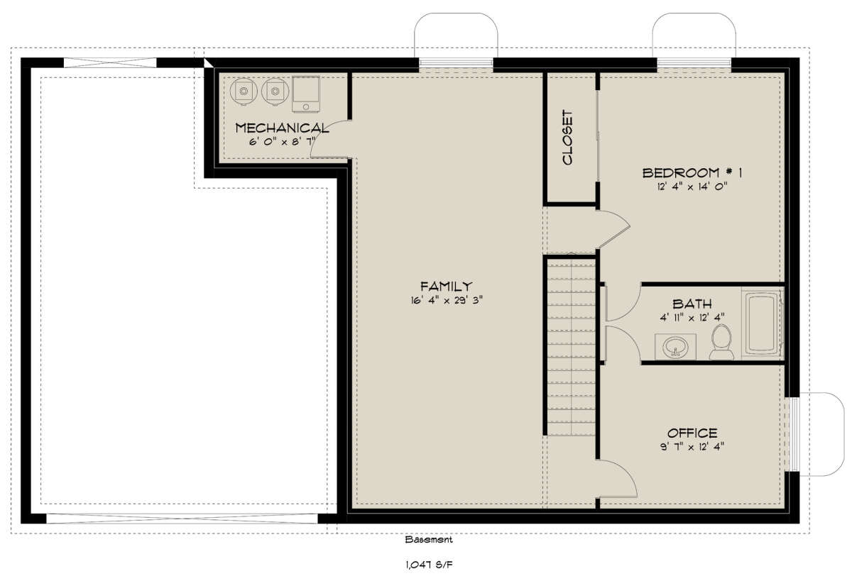 Basement Floor Plan for House Plan #2802-00009