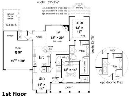 Floorplan 1 for House Plan #3367-00043
