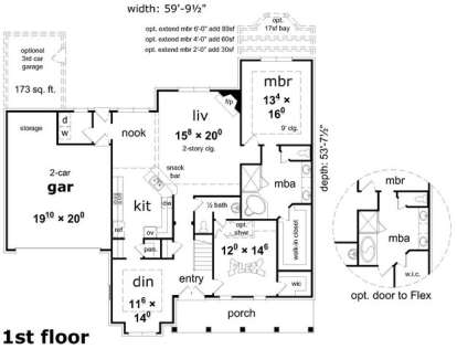 Floorplan 1 for House Plan #3367-00045