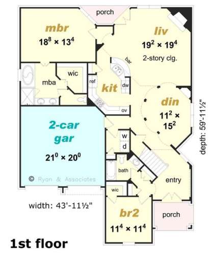 Floorplan 1 for House Plan #3367-00050