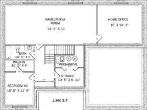 Basement Floor Plan for House Plan #2802-00012