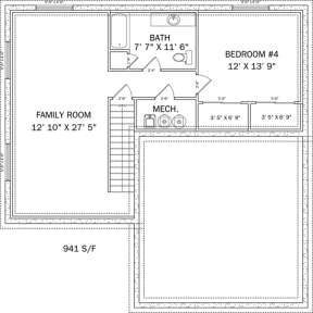 Basement Floor Plan for House Plan #2802-00017