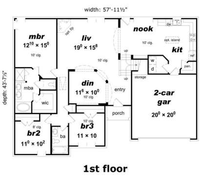 Floorplan 1 for House Plan #3367-00057