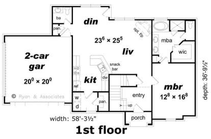 Floorplan 1 for House Plan #3367-00059