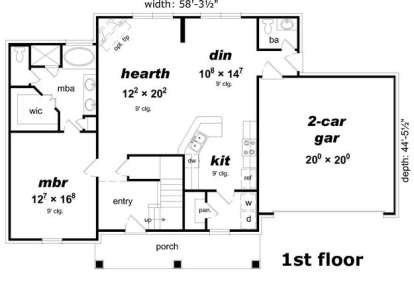 Floorplan 1 for House Plan #3367-00061