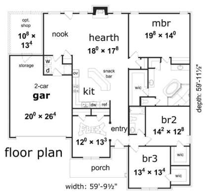 Floorplan 1 for House Plan #3367-00063