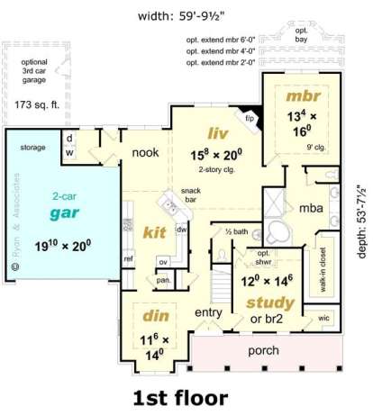 Floorplan 1 for House Plan #3367-00064