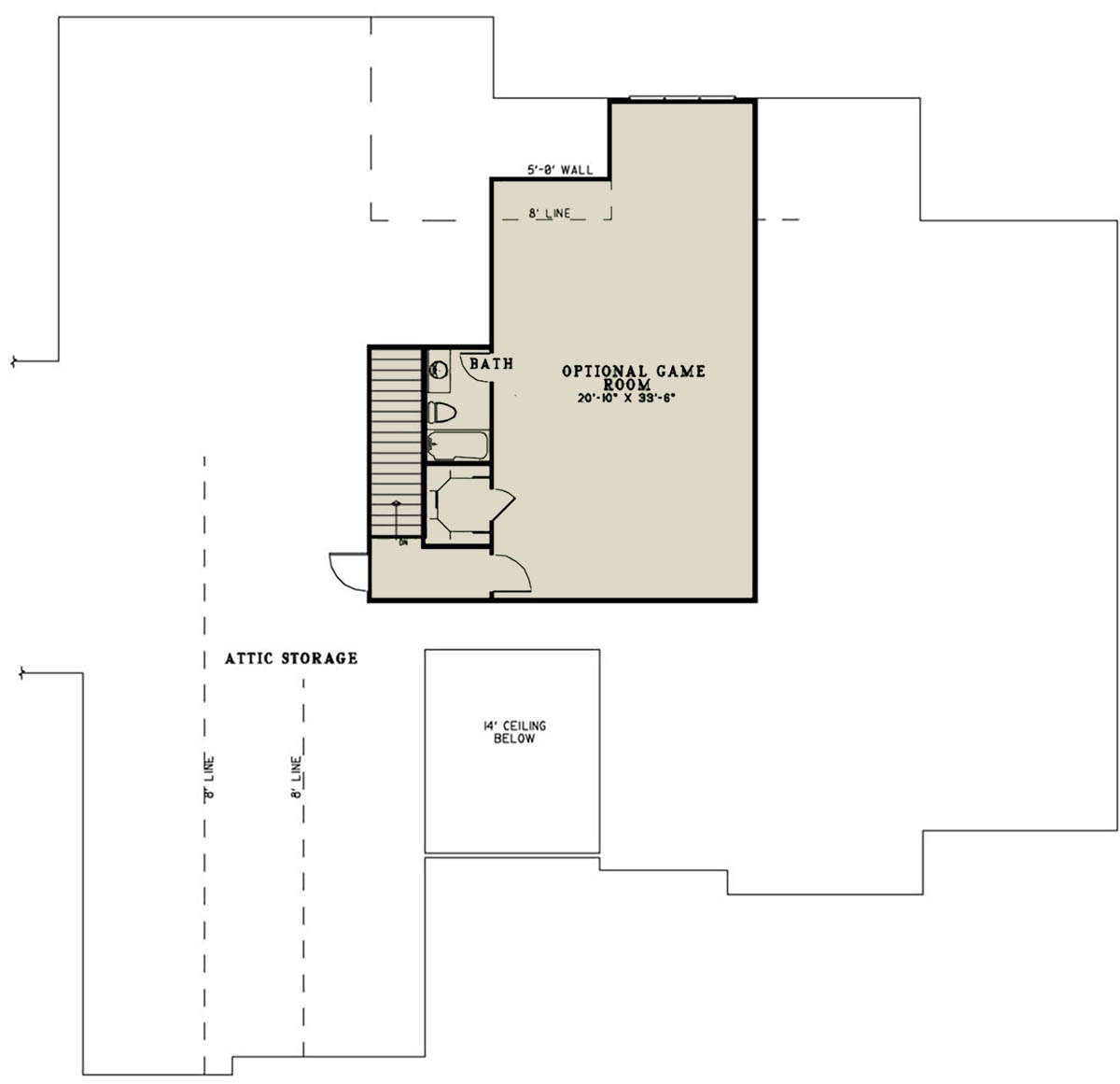 Optional Bonus Room for House Plan #110-00989