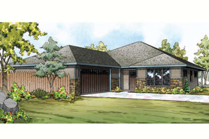 Prairie House Plan #035-00628 Elevation Photo