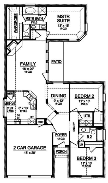 Floorplan 1 for House Plan #5445-00003