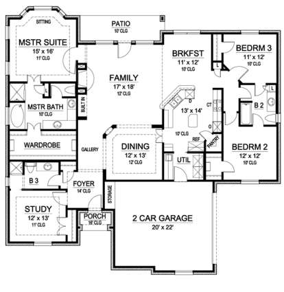 Floorplan 1 for House Plan #5445-00015