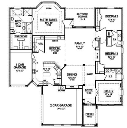 Floorplan1 for House Plan #5445-00032