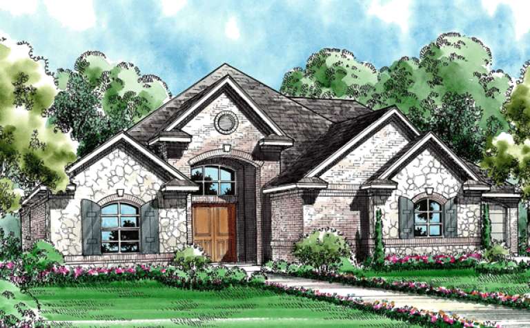 European House Plan #5445-00034 Elevation Photo