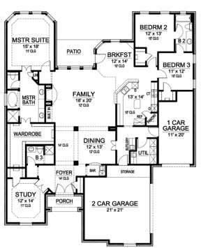 Floorplan 1 for House Plan #5445-00034